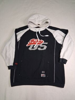 FUBU Vintage Black & White Hoodie with Red Logo and '05' Graphic